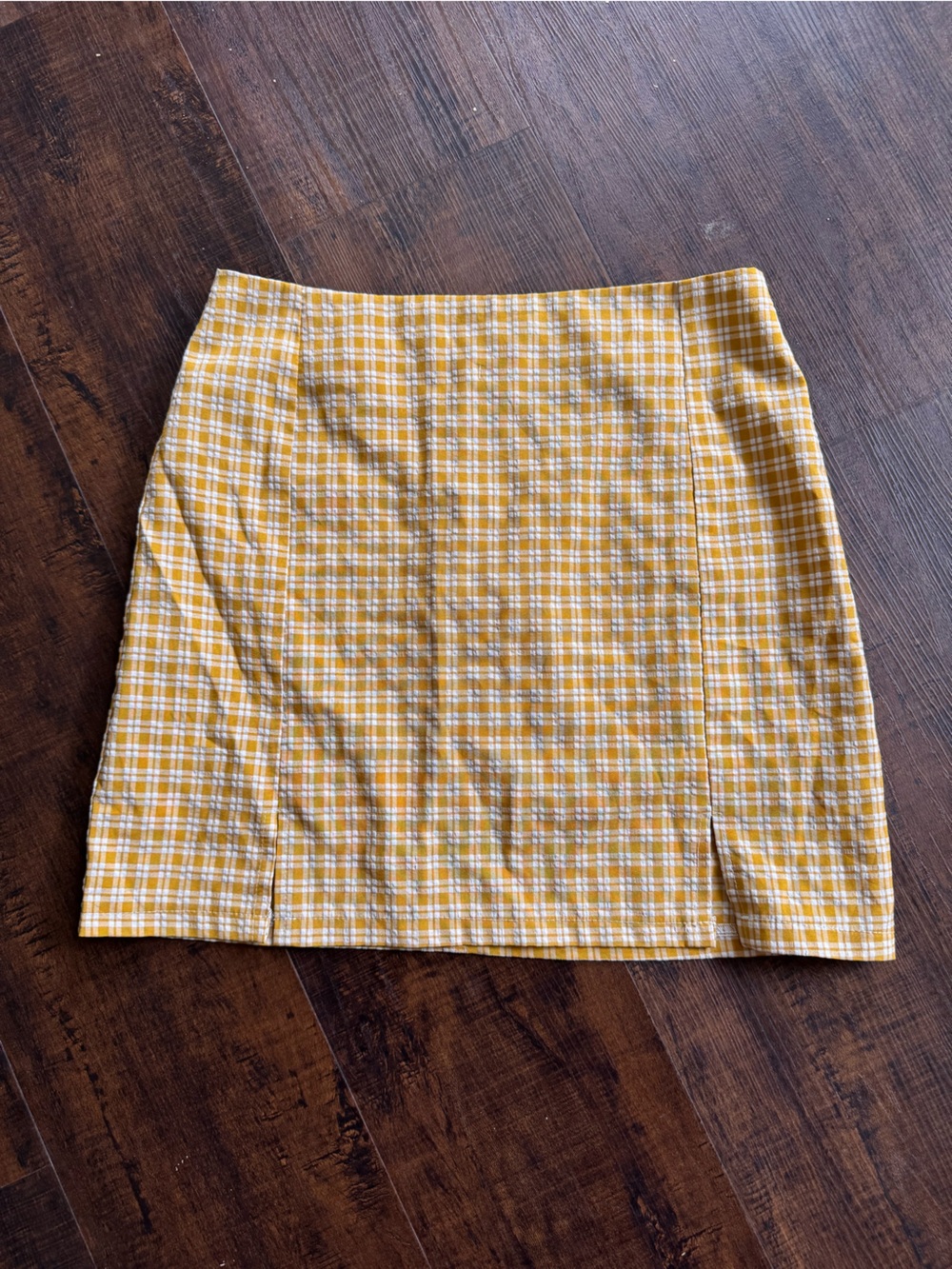 SHEIN Yellow Plaid Mini Skirt